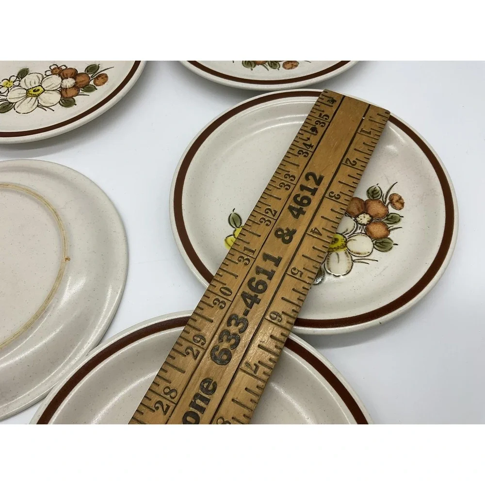 Vintage Woodhaven Collection Sunnybrook Bread Plates Set Of 5 Floral Stoneware